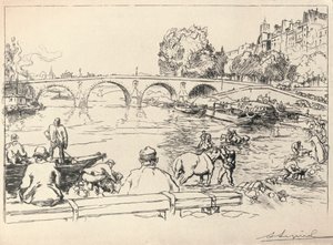 Vattenplatsen vid Pont Marie, 1915 av Auguste Louis Lepère