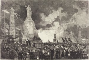14 juli. Belysning av Republiktorget av Auguste Lepère after Henri Louis Scott