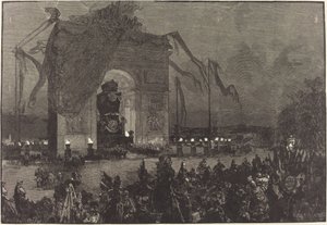 Victor Hugos begravning. Vakan av Auguste Lepère after Henri Louis Scott