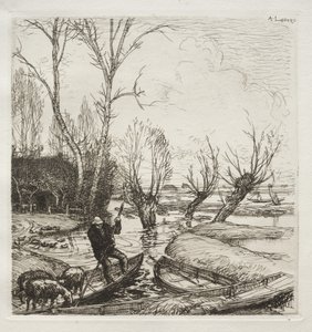 I det översvämmade träsket: Herdinnan av Auguste Louis Lepère