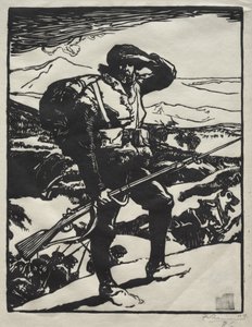 Alpjägare som tittar på Rhenslätten av Auguste Louis Lepère