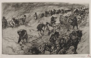 Kämpa mot snön, Quai aux Fleurs av Auguste Louis Lepère