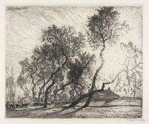 Gård med Poplar Trees of Holland av Auguste Louis Lepère