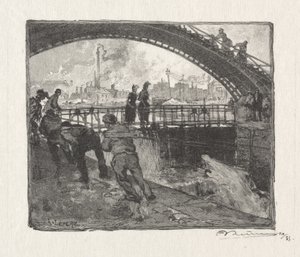 Canal St. Martin Lock av Auguste Louis Lepère