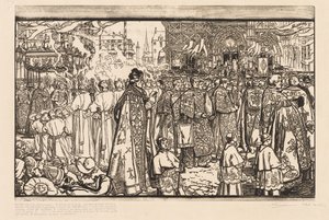 Corpus Christi processionen i Nantes av Auguste Louis Lepère