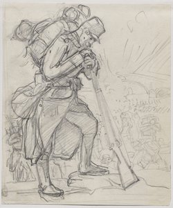 Retreaten efter Charleroi... av Auguste Louis Lepère