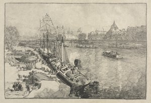 [Stort ångfartyg vid Dock, Paris] av Auguste Louis Lepère