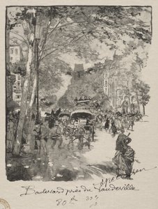 Boulevarden nära Vaudeville av Auguste Louis Lepère