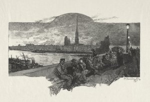 Illustrerad Rouen: The Bridge of Stones av Auguste Louis Lepère