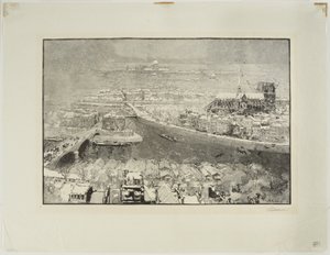 Paris under snön, sett från toppen av Saint-Gervais av Auguste Louis Lepère