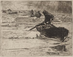 Fiskare som flyr före stormen av Auguste Louis Lepère