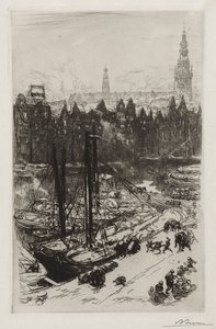Amsterdam, utsikt över Victoria Hotel. av Auguste Louis Lepère