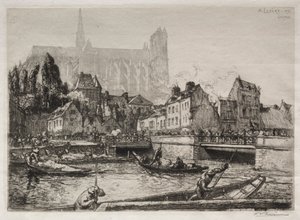 Ankomster av grönsaker-Amiens av Auguste Louis Lepère