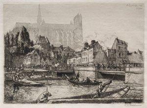 Ankomster av grönsaker-Amiens, 1907. av Auguste Louis Lepère