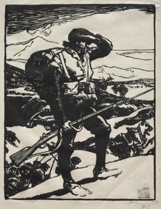 Alpjägare som tittar på Rhenslätten av Auguste Louis Lepère
