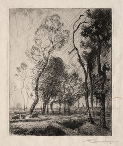 Solnedgång bakom träden, 1909. av Auguste Louis Lepère