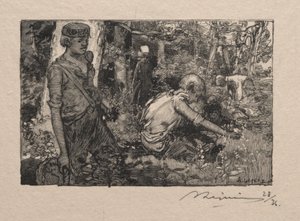 Plocka liljekonvalj. av Auguste Louis Lepère