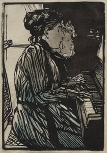 Studera med fyra händer, 1890. av Auguste Louis Lepère