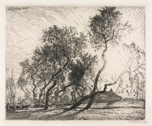 Gård med Poplar Trees of Holland av Auguste Louis Lepère