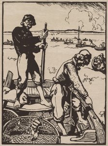Fiske efter räkor. av Auguste Louis Lepère