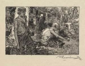Fontainebleau Forest: Gatherine liljekonvalj av Auguste Louis Lepère