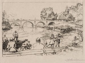 Drinkplatsen vid Pont Marie, 1912. av Auguste Louis Lepère