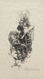 Kvinnan i vaggan. av Auguste Louis Lepère