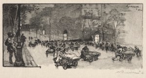 Boulevarden, i hörnet av Faubourg Montmartre av Auguste Louis Lepère