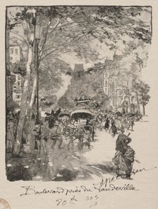 Boulevarden nära Vaudeville av Auguste Louis Lepère