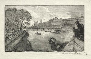 Louvren, sett från Pont Neuf, 1890. av Auguste Louis Lepère