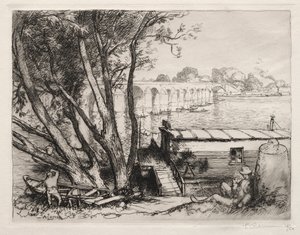 Poissy-bron, 1917. av Auguste Louis Lepère