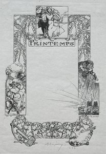 Paris-almanackan, 1897: Dekorativ gräns, våren, 1897. av Auguste Louis Lepère