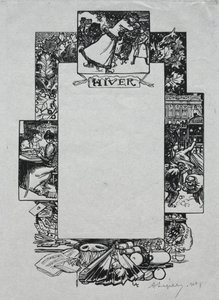 Parisalmanackan, 1897: Dekorativ kant, vinter av Auguste Louis Lepère