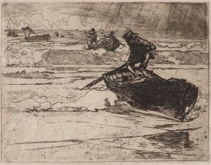 Fiskare som flyr före stormen av Auguste Louis Lepère
