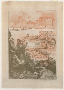 [Bönder vid en hamn, Paris] av Auguste Louis Lepère