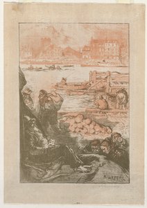 [Bönder vid en hamn, Paris]. av Auguste Louis Lepère