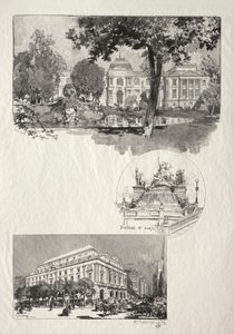 Illustrerad Rouen: Museet; S:ta Marys fontän; Konstteatern av Auguste Louis Lepère