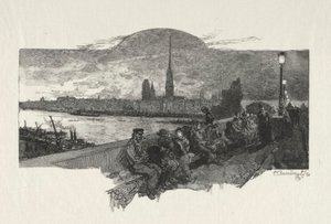 Illustrerad Rouen: The Bridge of Stones, 1896. av Auguste Louis Lepère