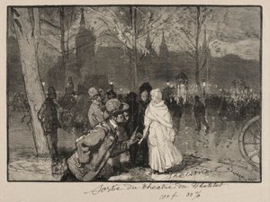 Lämnar Théâtre du Chatelet. av Auguste Louis Lepère