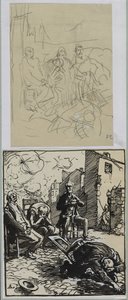 Tre gisslan sitter av Auguste Louis Lepère