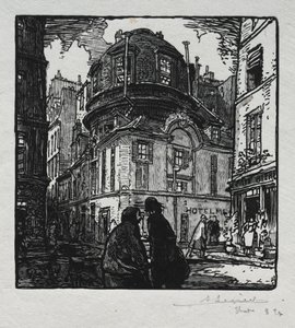 Utsikt över Hotel Colbert. av Auguste Louis Lepère
