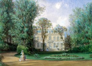 Hotel Rainbeaux, Avenue des Champs Elysees och 57 Rue de Ponthieu, Paris, 1868 (wc på papper) av Auguste Paul Charles Anastasi