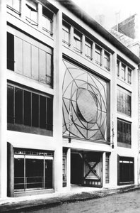 Garage på Rue de Ponthieu, ritat av Auguste Perret (1874-1954) 1906 (svartvitt foto)