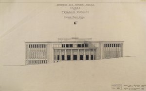 Projekt för Musee des Travaux Publiques, fasad, Place d
