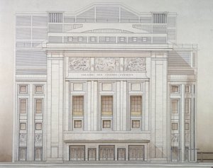 Theatre des Champs-Elysees: fasad - projekt av Perret