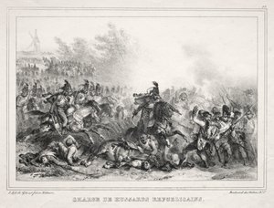 Album för 1833: Charge of Republican Hussars av Auguste Raffet