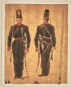 Studie av militäruniform: artilleri av Auguste Raffet