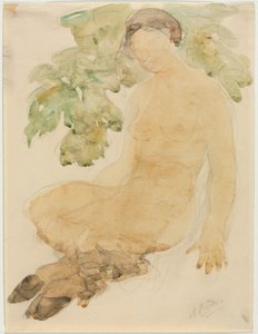 Faunesse, ca 1905 (akvarell över grafit) av Auguste Rodin
