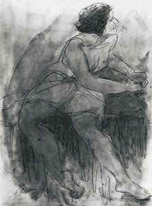 Isadora Duncan (1878-1927) (penna och tvätt på papper) av Auguste Rodin