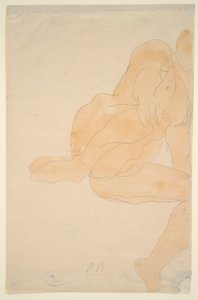 Sitter naken, höjt knä av Auguste Rodin